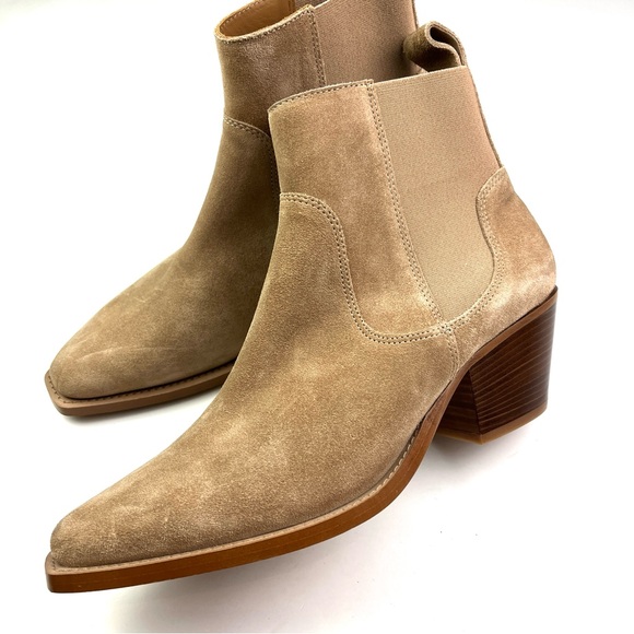 New Everlane The Western Boot Tan Suede Square Toe Block Heel size 9.5 - Picture 4 of 9